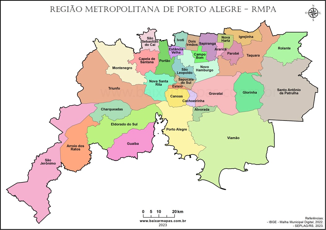 Mapa da Região Metropolitana de Porto Alegre